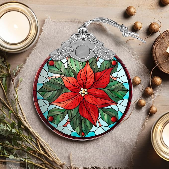 Touber Poinsettia Christmas Ornament, Christmas Ornaments for Tree, Christmas Tree Decor, Holiday Ornament