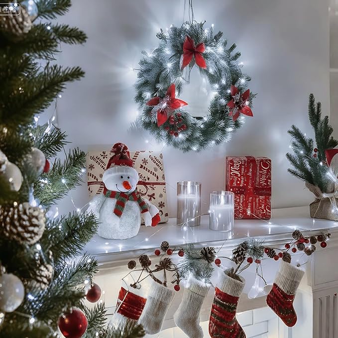 Decute 500LED 164ft Fairy String Lights Cool White Christmas Light Silver Wire w/Remote, Firefly Lights Starry Light for DIY Christmas Tree Costume Wedding Party Table Centerpiece Decor