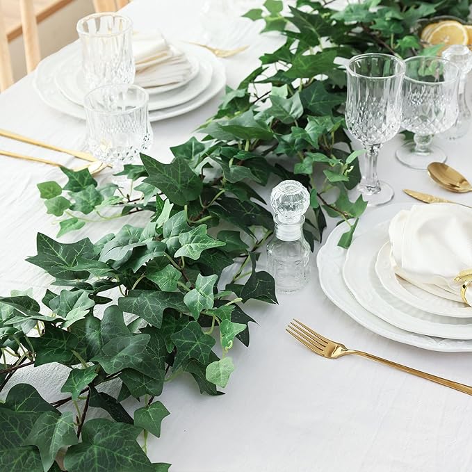 mizii 2 Strands Artificial Vines Ivy Garland 79" Fake Vine with Silk Green Leaves Faux Hanging Plants Greenery Decoration for Outdoors Party Wedding Indoor Mantle Bedroom Home Decor (Ivy)
