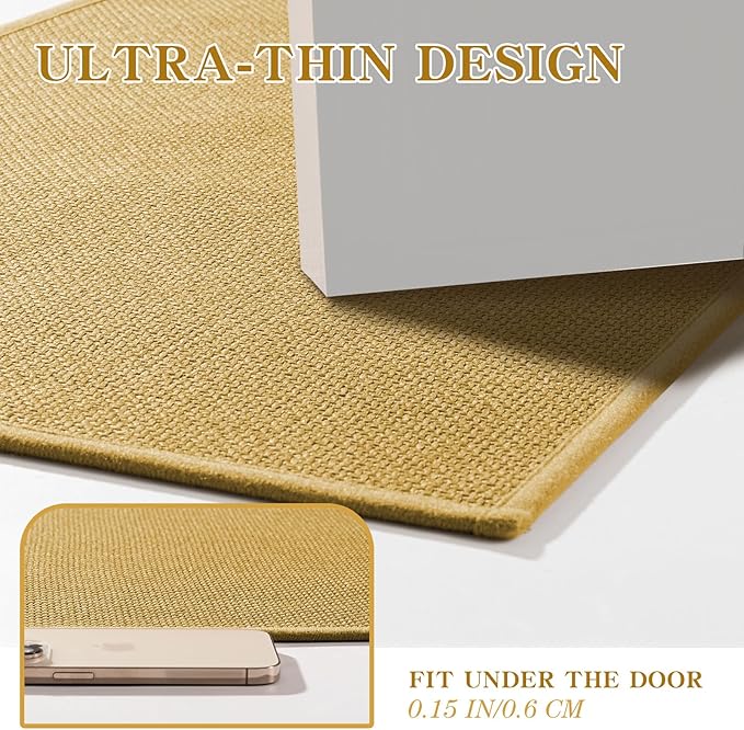 chakme Bathroom Rugs Mat U-Shaped 24x17, Ultra ThinNon Slip Bath Mat Small Quick Dry Absorbent Bath Matfor Bathroom Floor, (Yellow, U-24"x17")