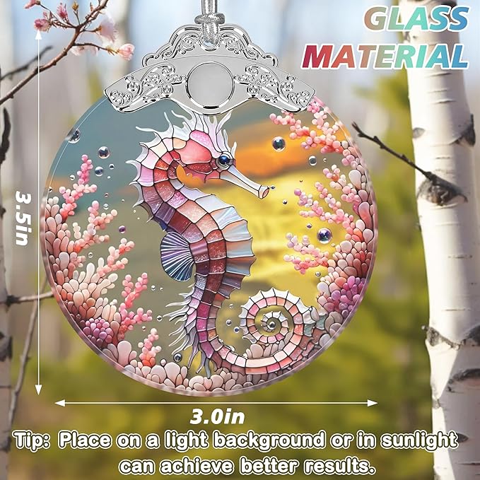 Seahorse Stained Glass Ornament - Christmas Ornament - Christmas Decorations for Tree - Holiday Present ldeas - Gift Exchange