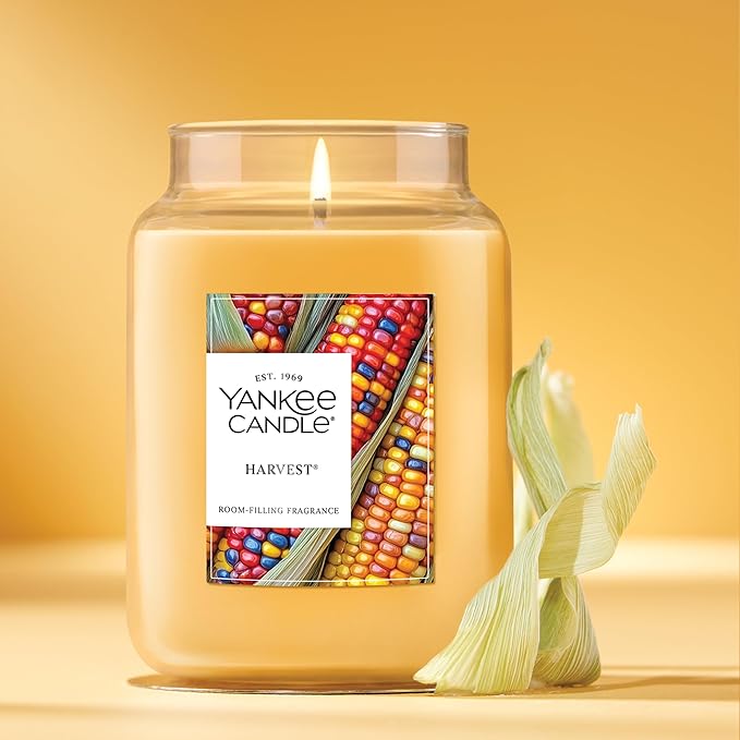 Yankee Candle Harvest, Thanksgiving Scented Candle, 22oz Large Jar with up to 150 Hour Burn Time, Giftable
