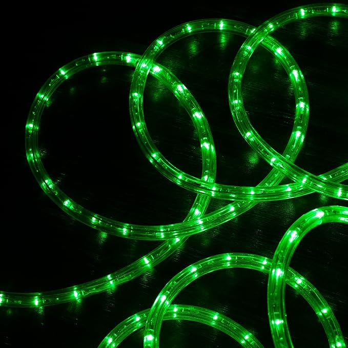 WYZworks 288LEDs, 25ft LED Outside Rope Lights, Waterproof Permanent Outdoor ETL Certified Connectable Clear Tube, Christmas Palm Tree Holiday Decorative Landscape Patio Accent Lighting - Green