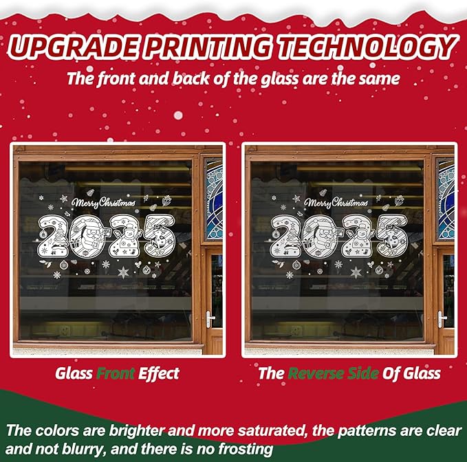 4 Sheets Christmas Window Clings Stickers 2025 DIY Christmas Snowman Snowflake Window Decals Decorations Indoor Winter Cartoon Clings DIY Stickers for New Year Home Kitchen Decoration Gift