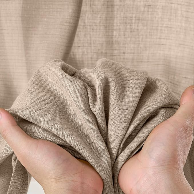 jinchan Linen Curtains for Living Room Drapes Rod Pocket Back Tab Linen Blend Farmhouse Curtains Window Treatments Panelsfor Bedroom Patio Door 2 Panels Inches Taupe W50 x L63