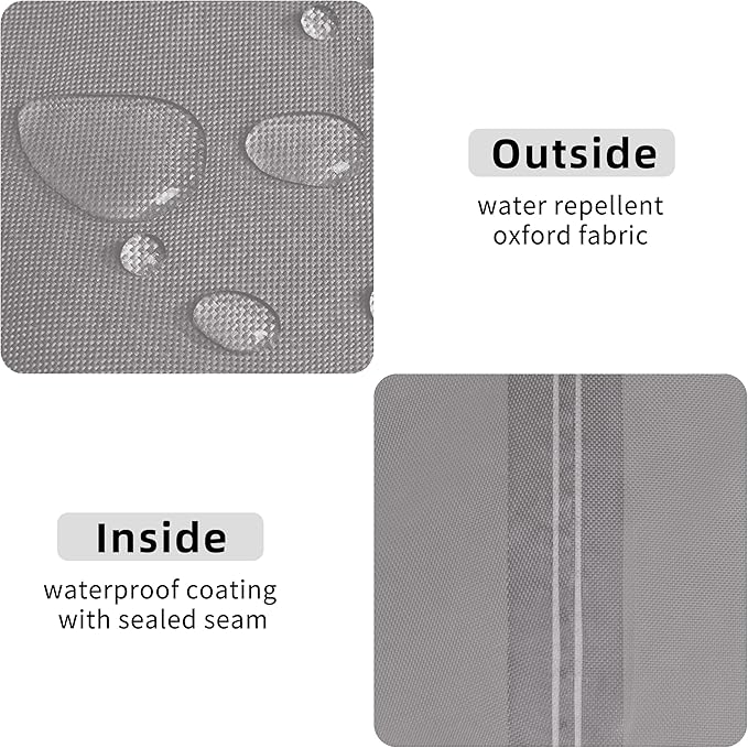 Easy-Going Square Patio Ottoman Cover, Waterproof Outdoor Ottoman Cover, Fade Resistant Patio Side Table Cover, Durable Outdoor Furniture Covers with Sealed Seam (25"x25"x17", Grey)