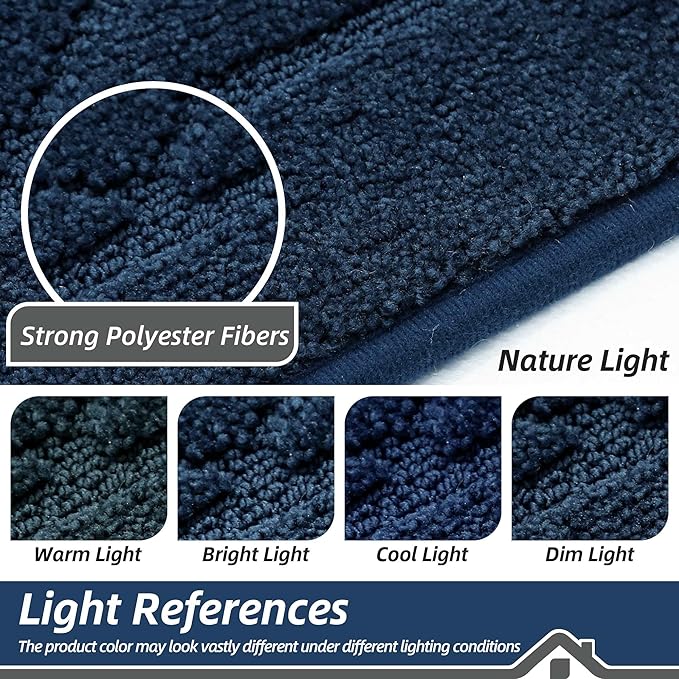 BEQHAUSE Dirt Trapper Door Mat 32" x 72", Doormat Non-Slip Entryway Rugs Washable, Dog Door Mat Stain Resistant and Absorbent Welcome Floor Mat for Front Back Door, Muddy Wet Shoes & Paws, Navy Blue