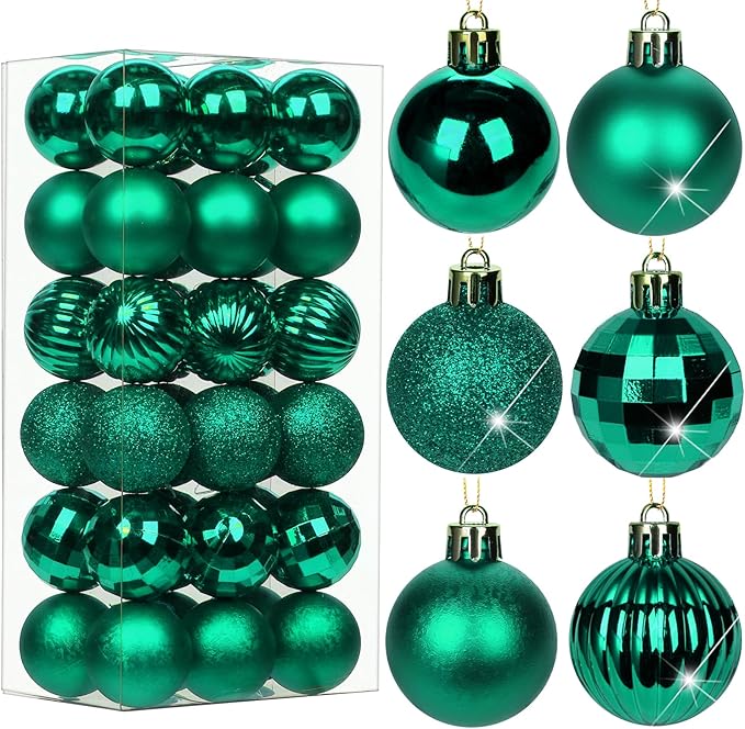 1.57" Emerald Green Christmas Ornaments for Christmas Tree 36 Pcs Mini Shatterproof Balls Christmas Tree Decorations Small Xmas Ornaments Balls with Hanging Loop for Holiday Party Wreath Home Decor