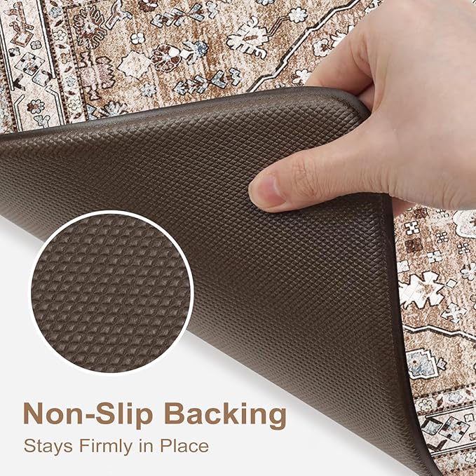 Collive Boho Kitchen Mats for Floor 2 Piece, Cushioned Anti Fatigue Mat Comfort Soft Standing Desk Carpet, Non Skid Wforaterproof Sink Rug for Home Office, Decor, 17.3"x29"+17.3"x47"