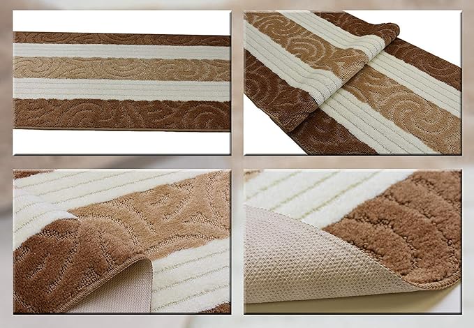 Custom Size Hallway Runner Rug, Slip Resistant, 26 Inch Wide X Your Choice of Length, Scroll Beige, 26 Inch X 19 feet