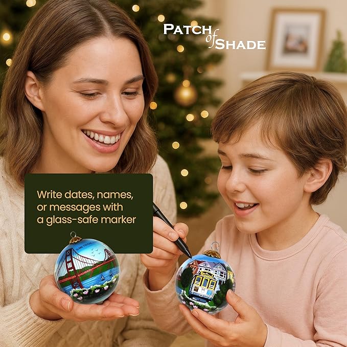 Best Sights of San Francisco Ornament - Hand Painted Glass Christmas Ornament with Gift Box
