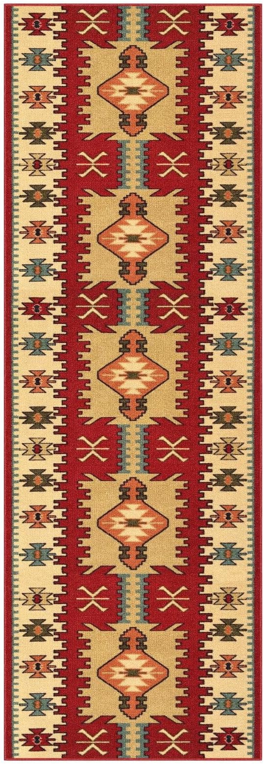 Custom Size Red Bohemian Kilim Rubber Backed Non-Slip Hallway Stair Runner Rug Carpet 31 inch Wide Choose Your Length 31in X 12ft