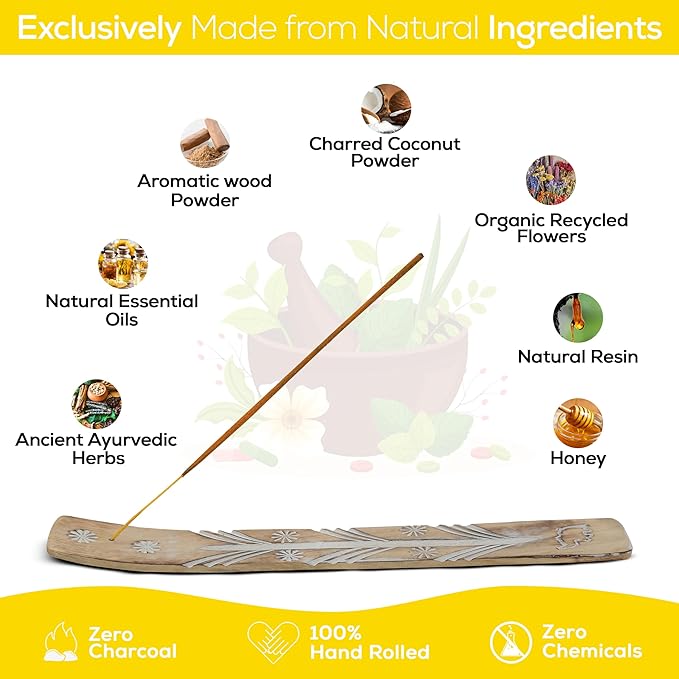 Satya Divine Blessing Incense Sticks, Satya Bng (Bangalore) Insenses 15gmx3 Pack with Raajsee Incense Holder Bundle, Satya Nagchampa Natural Incense
