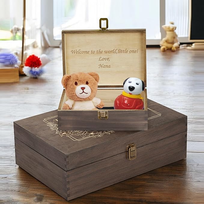 Personalized Time Capsule Memory Box – Custom Engraved Wooden Keepsake Box for Couples, Love Notes, Photos & Letters – Valentine’s, Anniversary, Wedding & 18th Birthday Milestone Gift