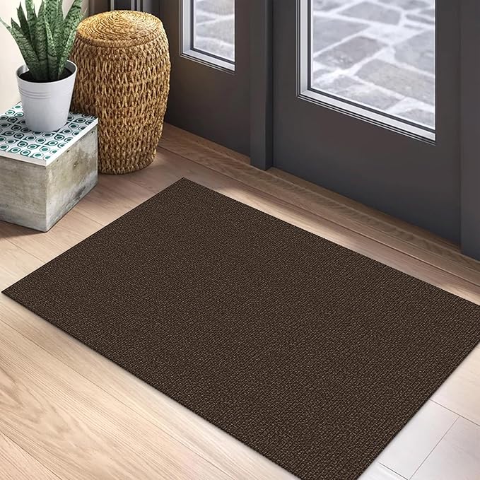 EARTHALL Small Area Rug 2x3 Ft Washable Rugs for Entryway Non Slip Braided Throw Rugs Door Mat Indoor Outdoor Entrance Cotton Woven Carpet for Kitchen Foyer Front Door, Brown/Coffee
