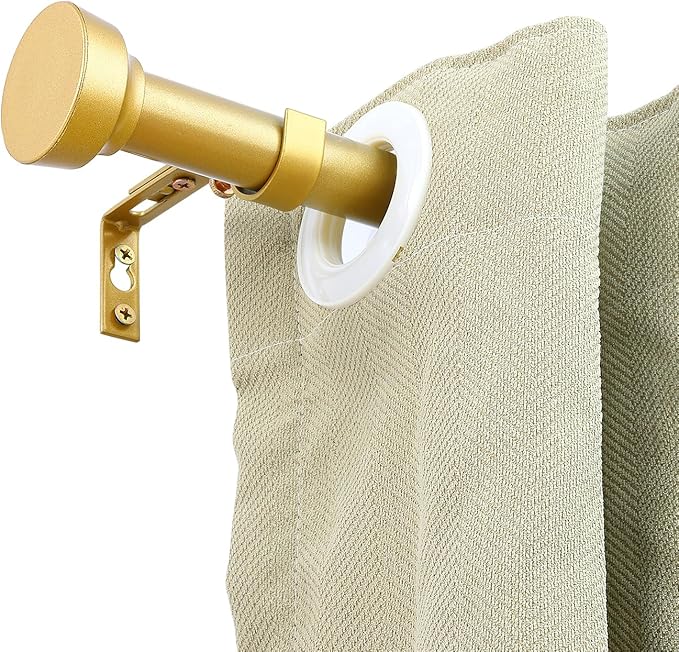 Rustic Curtain Rod, Industrial Curtain Rods for Windows 30 to 72 Inches, Blackout Wrap Around Curtain Rod, for Indoor and Outdoor, Simple Modern Design, 30 to 72 Inches, Gold