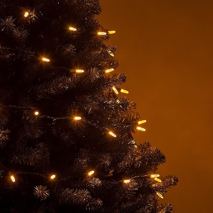 Wintergreen Lighting 24 ft 70 Count M5 Faceted Gold LED Christmas Lights, Green Wire Indoor/Outdoor Commercial Grade Mini String for Holiday Decor
