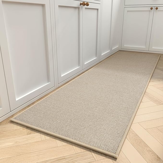 MontVoo Kitchen Rugs and Mats Non Skid Washable, Absorbent Runner Rugs for Kitchen, Front of Sink, Kitchen Mats for Floor (LightBeige,20"x70")