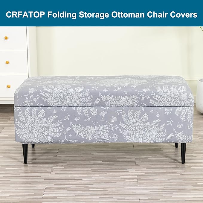 CRFATOP Printed Rectangle Ottoman Stool Cover Stretch Folding Storage Footstool Bench Slipcovers Upholstered Foot Chest Chair Covers Washable Entryway Furniture Protector with Elastic Bands,S,03