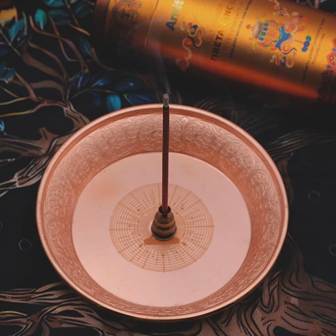 Copper Offering Prayer Ritual Bowl Plate - Great for use Meditation,Witches,Smudging, Incense,Candle Dish, Ash Catcher,Jewelry Dish (Meditation Poster)
