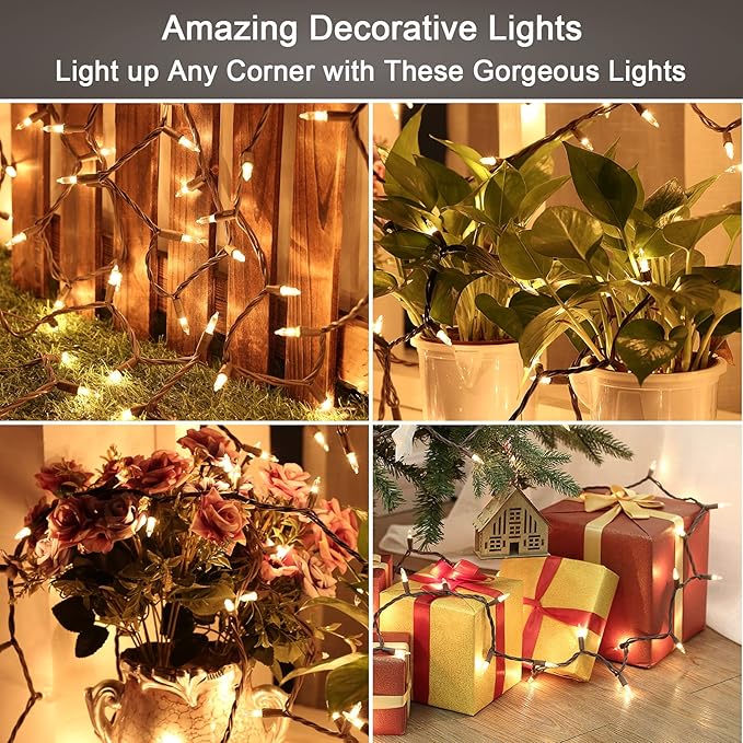 ODEETRONIC Clear Christmas Lights, 69.6ft 300ct Incandescent Christmas Lights, Connectable Outdoor Mini Tree Light Xmas Fairy Light, 120V UL Certified Indoor String for Xmas Party Birthday, Warm White