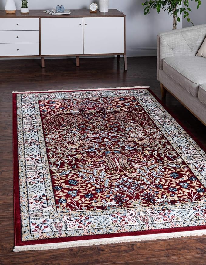 Unique Loom Narenj Collection Area Rug - Bristol (5' 1" x 8' Rectangle, Burgundy/ Beige)
