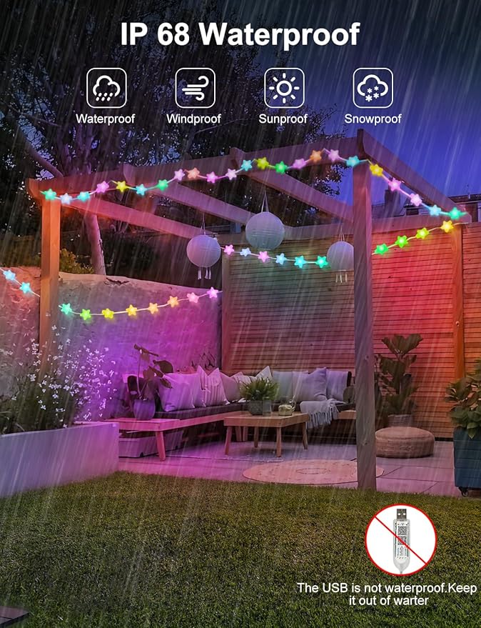 Smart Star Fairy Lights Plug in, 33Ft 16 Million Color Changing String Lights RGB Built in Chip APP & Remote Control DIY Music Sync Twinkle Light for Bedroom Christmas Decoration Christmas Gift