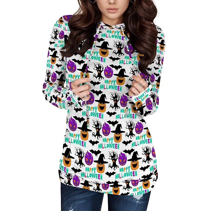 Halloween Womens Pullover Sweatshirts Trendy Drawstring Fall Sweatshirt Halloween Best Gift For Wife And Daughter