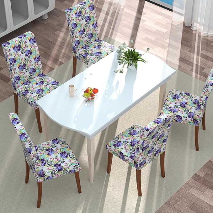 Stretch Dining Chair Covers Set of 4,Floral Print Chair Covers,Soft Removable Washable,Pet Friendly Furniture Protector,Universal Chair Slipcovers for Home, Kitchen,Ceremony Dining Room Seat