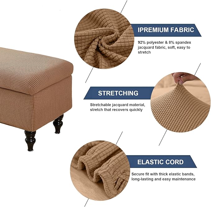 FUANGUI Ottoman Cover Stretch Storage Ottoman Bench Slipcover Printed Folding Storage Bench Ottoman Cover Footrest Stool Slipcover Footstool Protector Cover with Elastic Bottom,Medium