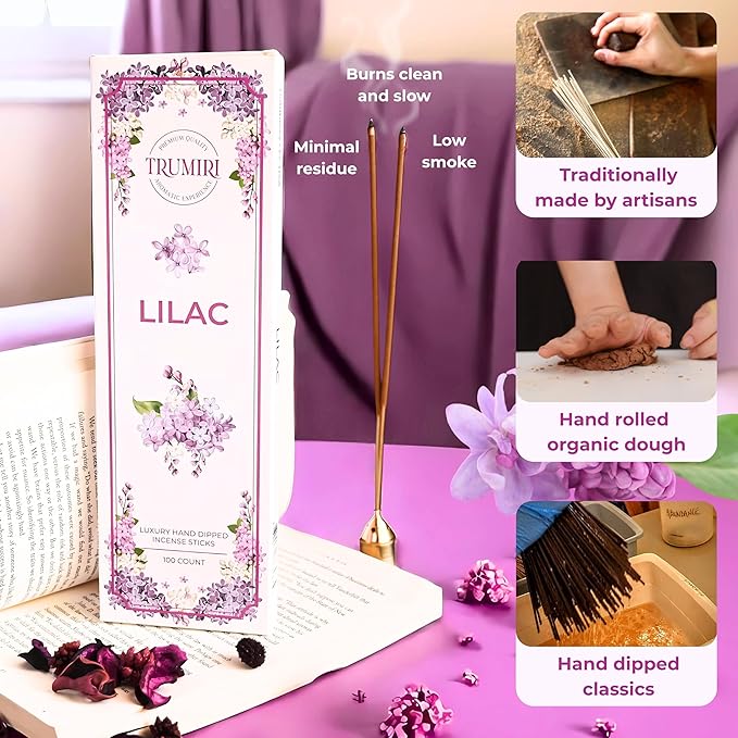 Lilac Incense Sticks - Pack of 100 Inscents-Sticks - Inciensos Aromaticos para La Casa - Made with Natural Insence Ingredients - Scented Insense Non Toxic Incents