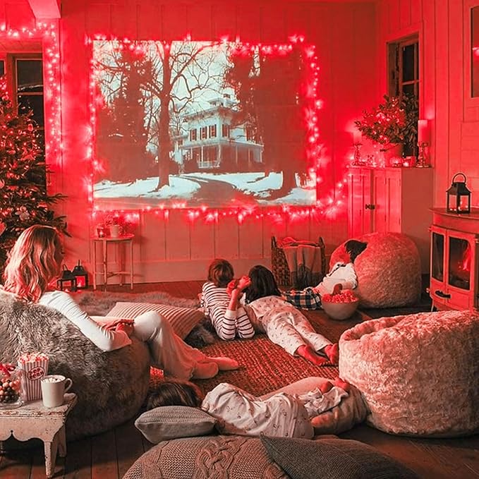 JMEXSUSS 500 LED Red Christmas Lights Indoor Outdoor, 163 FT Clear Wire Red Lights Plug in, 8 Modes Christmas Tree Lights Outdoor Waterproof for Xmas Tree Bedroom Room Halloween