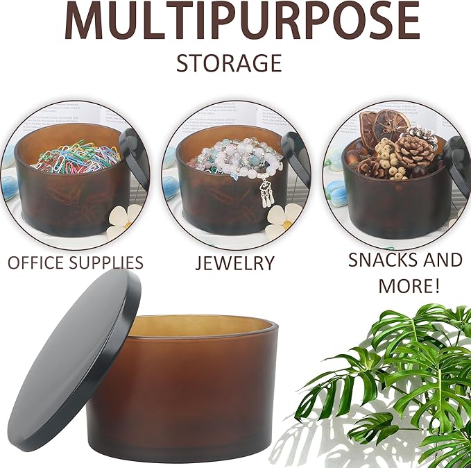 MILIVIXAY 6 Pack 24 oz Candle Jars with Metal Lids and Candle Making Kits - 3 Wick Candle Jar,Bulk Empty Frosted Amber Thick Glass Jars for Making Large Candles - Spice, Powder Containers.