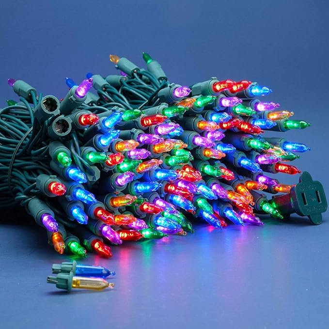 200 Count Multicolor LED Christmas Lights, 66 ft Green Wire UL Certified Commercial Grade Holiday String Light Set (Multicolor)