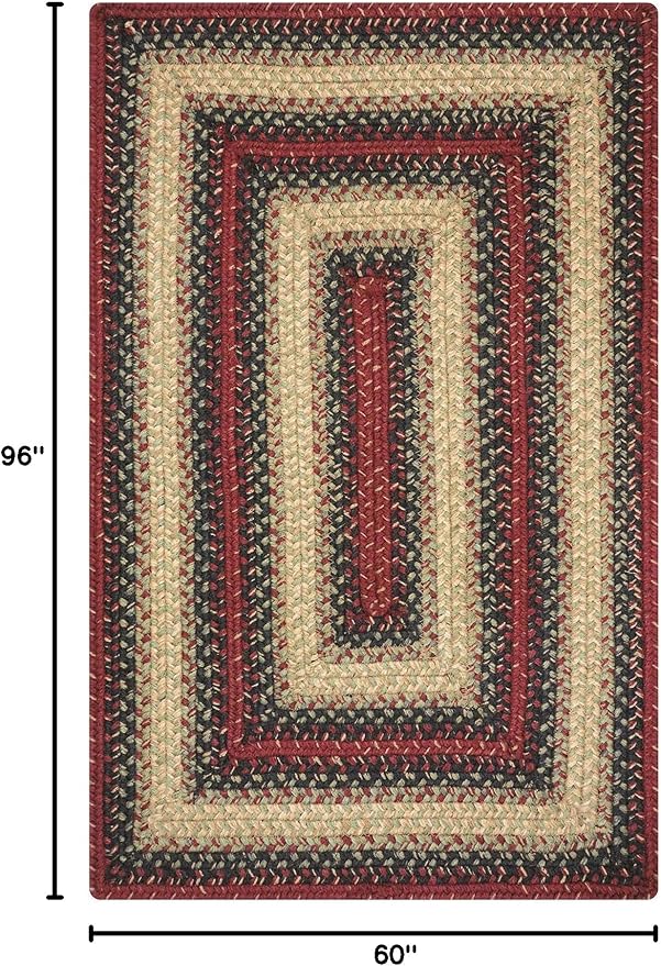 Homespice Highland Jute Braided Area Rugs 5x8' - Multicolor Dining Room Rugs for Under Table for Country Decor