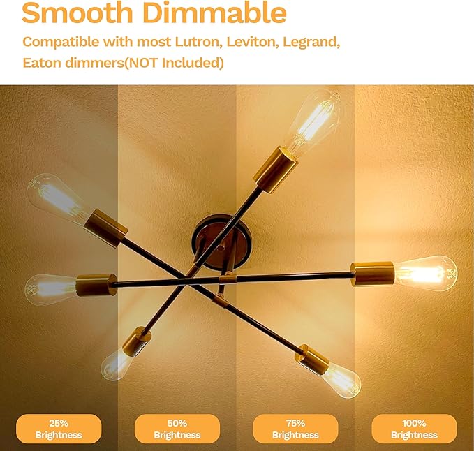Edison Bulbs E26 Medium Base 2700K Soft White, 750LM ST58 Vintage LED Filament Bulb Clear Glass, Equivalent 75W Dimmable Lights Bulb 90+ CRI for Chandeliers, Pendants, Wall Sconces, 18 Pack