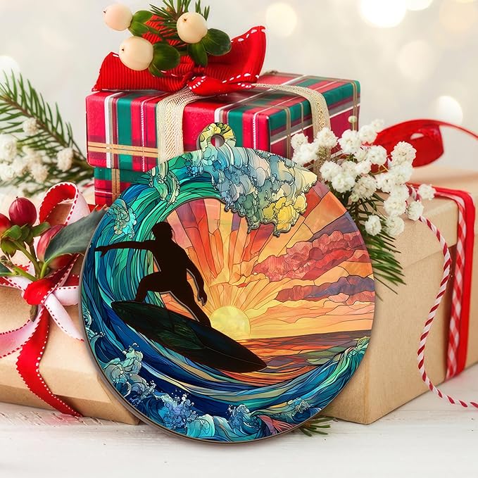 Surfboard Ornaments for Christmas Tree - Suncatcher Christmas Ornaments 2025 - Surfer Gifts for Men Women, Surfboard Ornament, Beach Gifts for Surfers Beach Lovers Friends, Beach Ornament