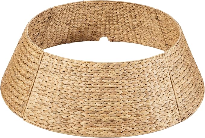Best Choice Products 36in Christmas Tree Collar, Woven Hyacinth 3-Piece Holiday Rattan Tree Skirt Accessory for Home w/Cord Cut-Out - Natural
