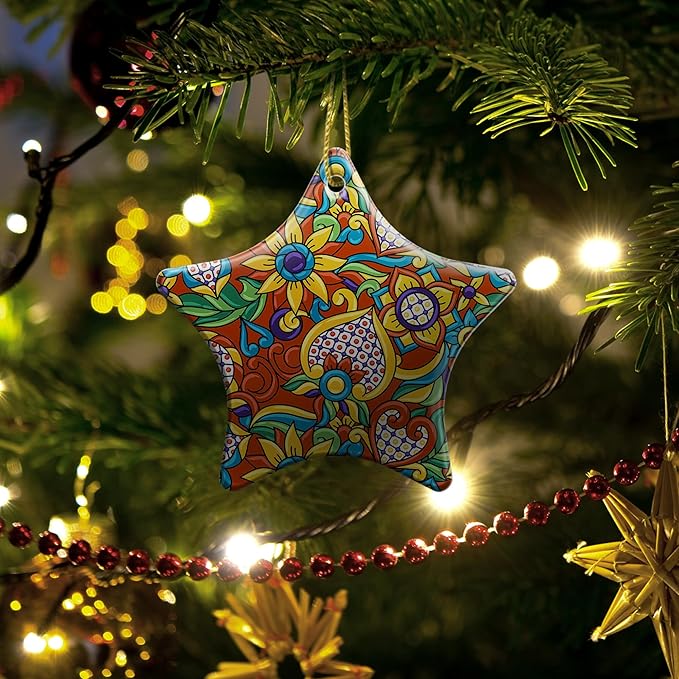 Christmas Ornaments 2025,Mexican Talavera Ornaments for Christmas Tree Holidays Ornaments Decorations,adornos de Navidad Ceramic Ornaments Xmas Gifts Idea for Home Decor