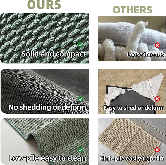 Bathroom Rugs Non Slip Washable, Super Absorbent Thin Bath Mat Small Quick Dry Low Pile Bathroom Rug, Sage Green 20"x30"