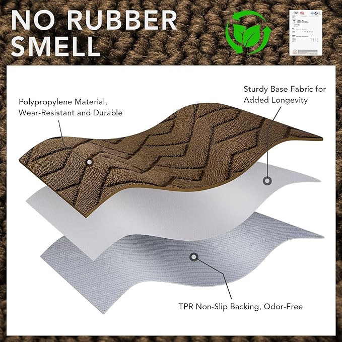 hicorfe Front Door Mat Outside Entrance,32"x40" Absorbent Muddy Dirt Resist Welcome Door Mats Outdoor Indoor,Stain and Fade Resistant,Non Slip Backing Entry Mat Doormat for Entryway(Dark Brown)