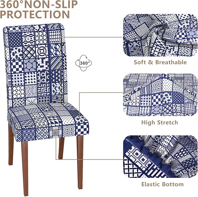 Stretch Dining Chair Covers Set of 4,Floral Print Chair Covers,Soft Removable Washable,Pet Friendly Furniture Protector,Universal Chair Slipcovers for Home, Kitchen,Ceremony Dining Room Seat