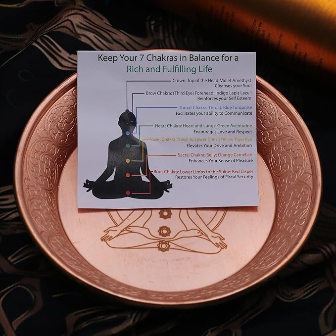 Copper Offering Prayer Ritual Bowl Plate - Great for use Meditation,Smudging, Incense,Candle Dish, Ash Catcher,Jewelry Dish （Chakra）