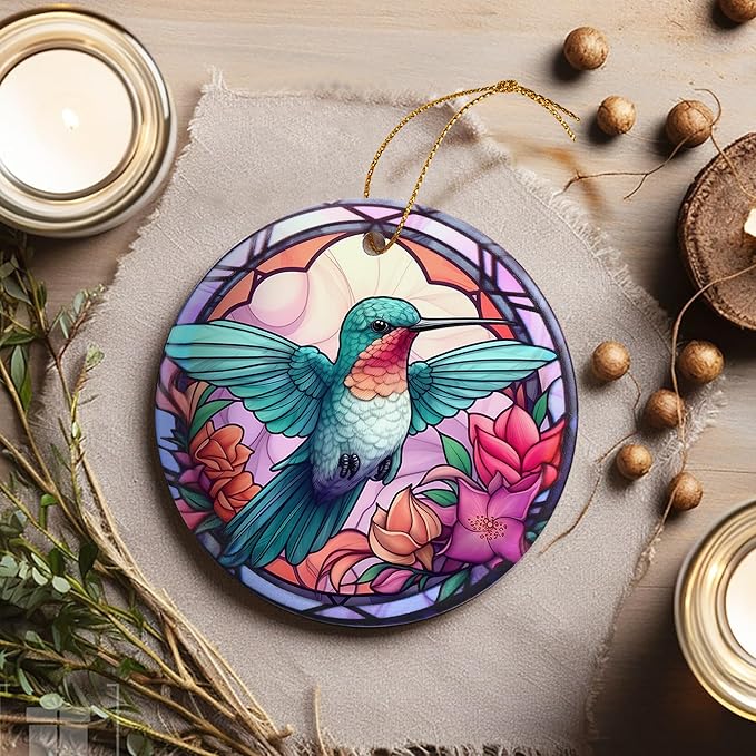 Touber Hummingbird Hanging Ornament - Christmas Tree Decor for Bird Lovers - Pattern D