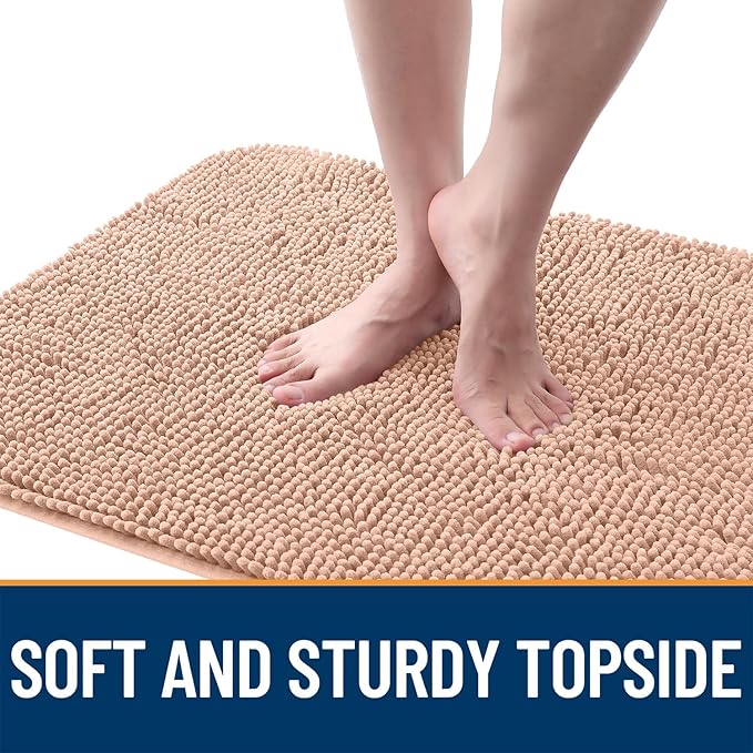 OLANLY Dog Door Mat for Muddy Paws 70x24, Absorbs Moisture and Dirt, Absorbent Non-Slip Washable Doormat, Quick Dry Chenille Mud Mat for Dogs, Entry Indoor Entryway Carpet for Inside Floor, Peach