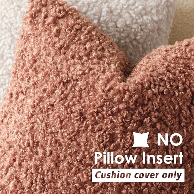 Foindtower 2 Pieces 26x26 Inch Dusty Pink, Faux Fur Throw Pillow Cover Accent Sherpa Furry Pillow Covers Fuzzy Soft Pillowcases Cozy Sheepskin Decorative Fleece Cushion Case for Bed Couch Living Room