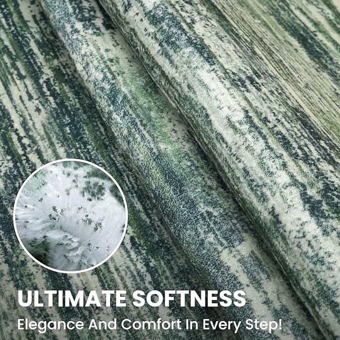 2x8 Modern Abstract Runner Rug for Hallways, Dark Green Super Soft Hallway Decor Kitchen Rugs with Non-Slip, Non-Shedding Washable Rug for Entryway Bedroom Indoor