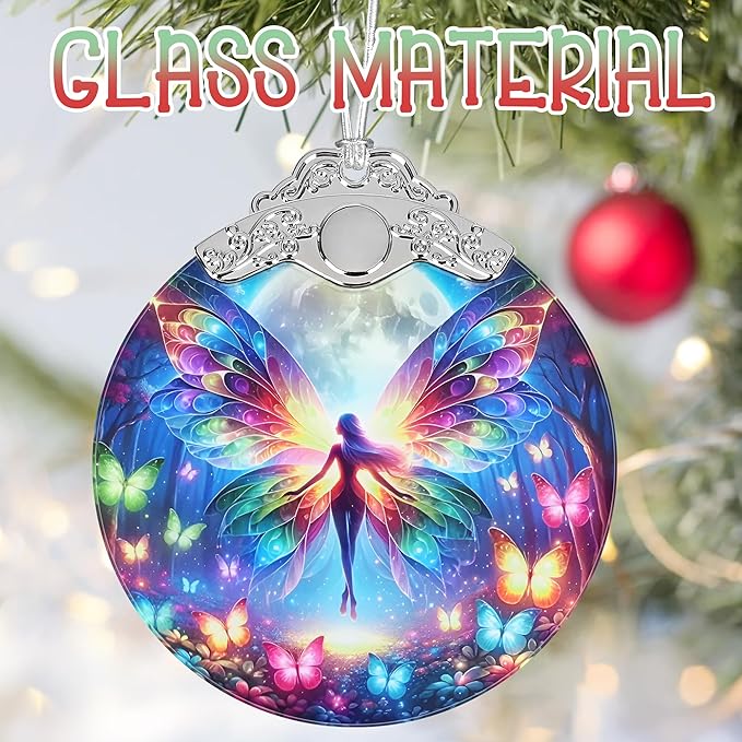 Christmas Ornaments, 3" Stained Glass Christmas Decor, Christmas Tree Ornaments, Christmas Tree Decorations, Gifts for Women, Xmas Gifts Ideas, Perfect for Holiday Party, Window, Tree, Home Decor