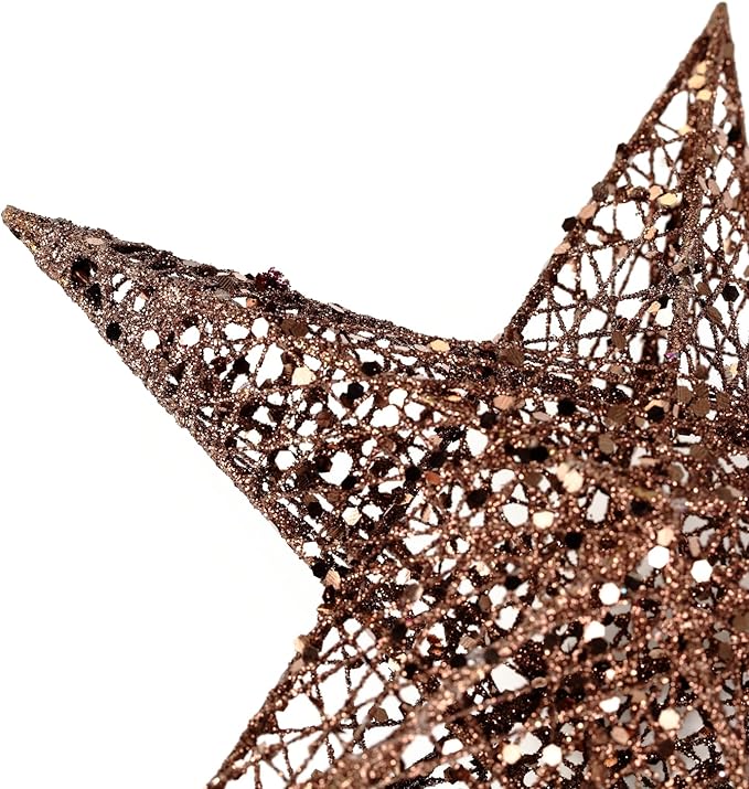 BinaryABC Christmas Tree Topper Star,Glittering Christmas Tree Decoration Ornaments,20cm (Coffee)