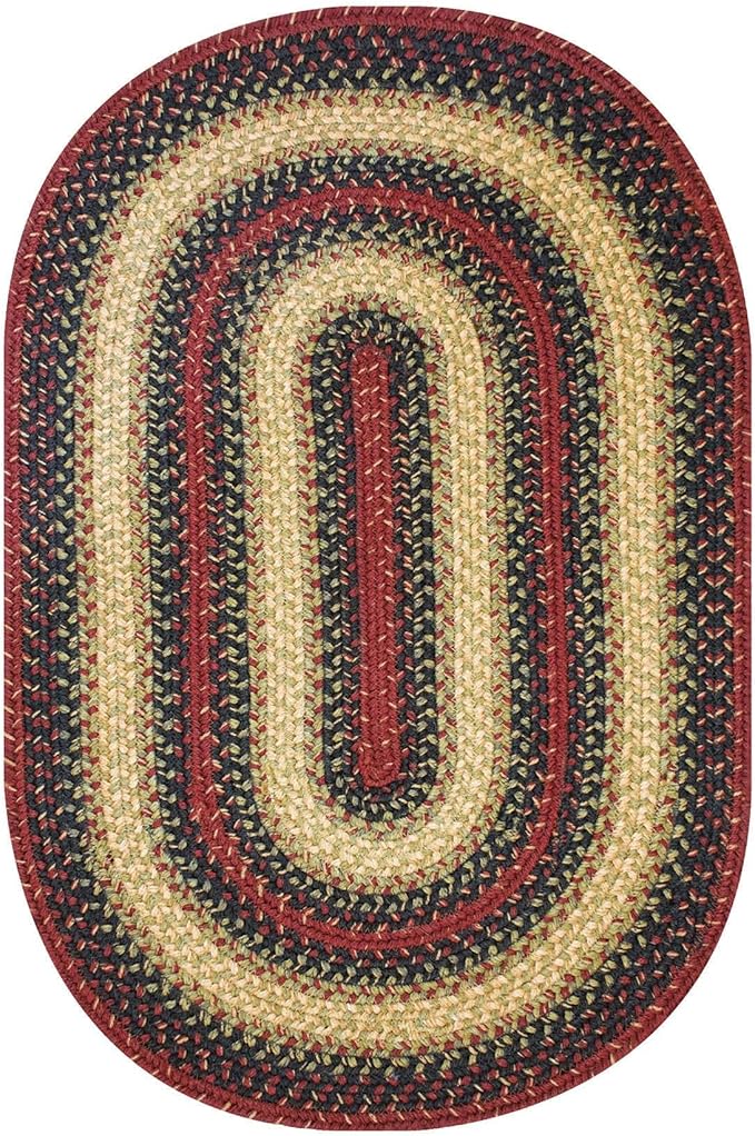 Homespice Highland Jute Braided Rug 8x10' - Multicolor Oval Area Rug for Dining Room and Living Room, Country Decor